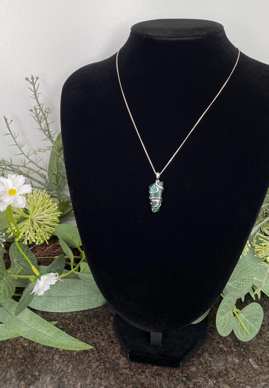 Handmade Sterling Silver Seaglass pendant with chain