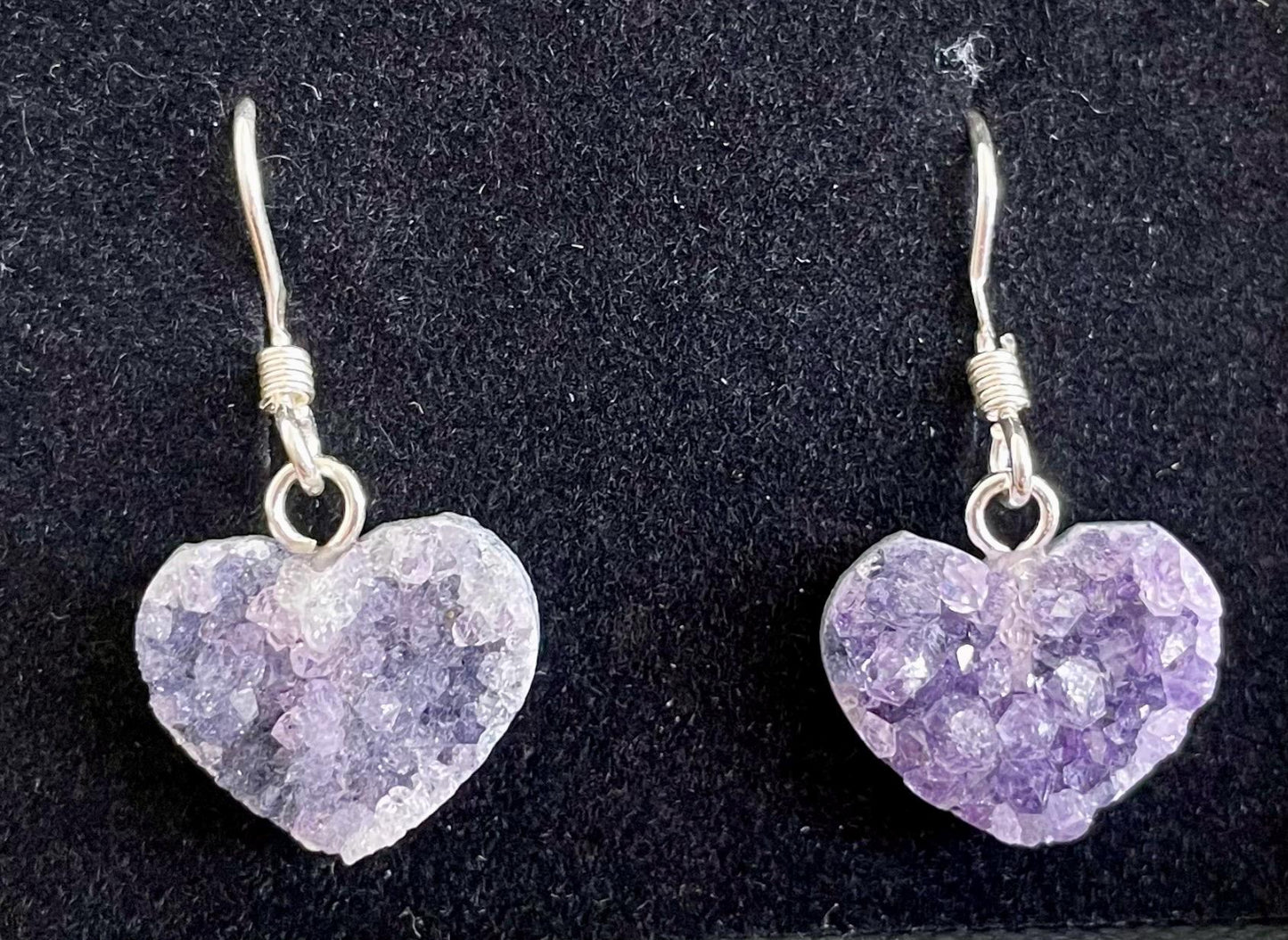 Sterling Silver Amethyst Heart Earrings