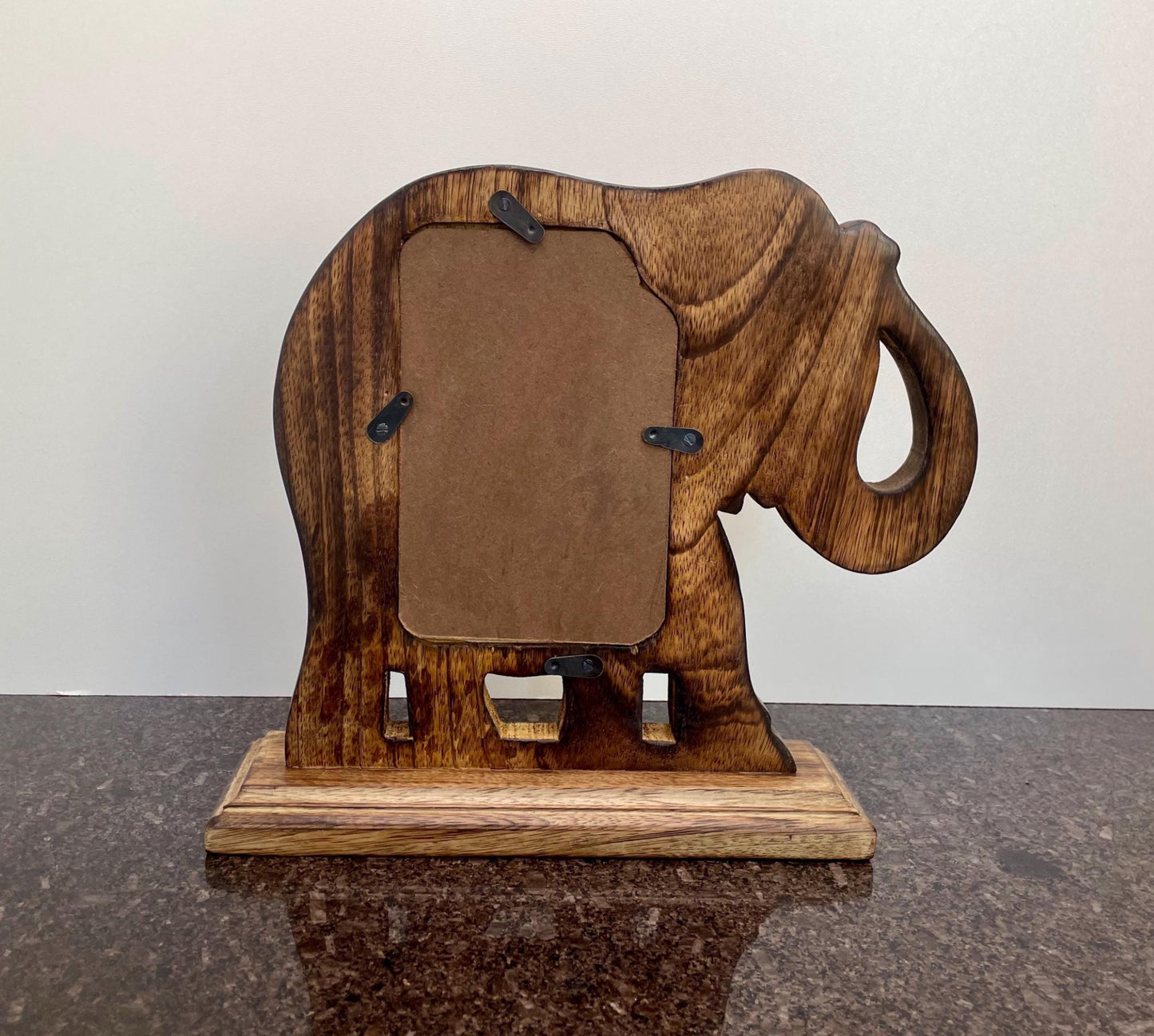 Fair Trade Elephant Shaped Solid Wood Photo Frame