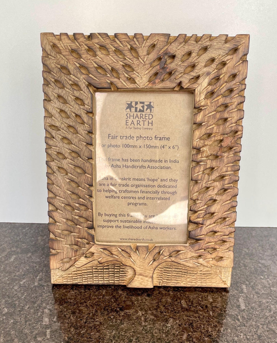Solid Mango Wood Tree of Life Photo Frame 6x4 - Artisan home décor